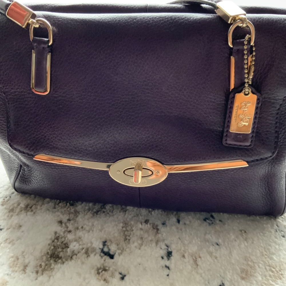 Authentic Purple leather  Coach handbag - Picture 3 of 7